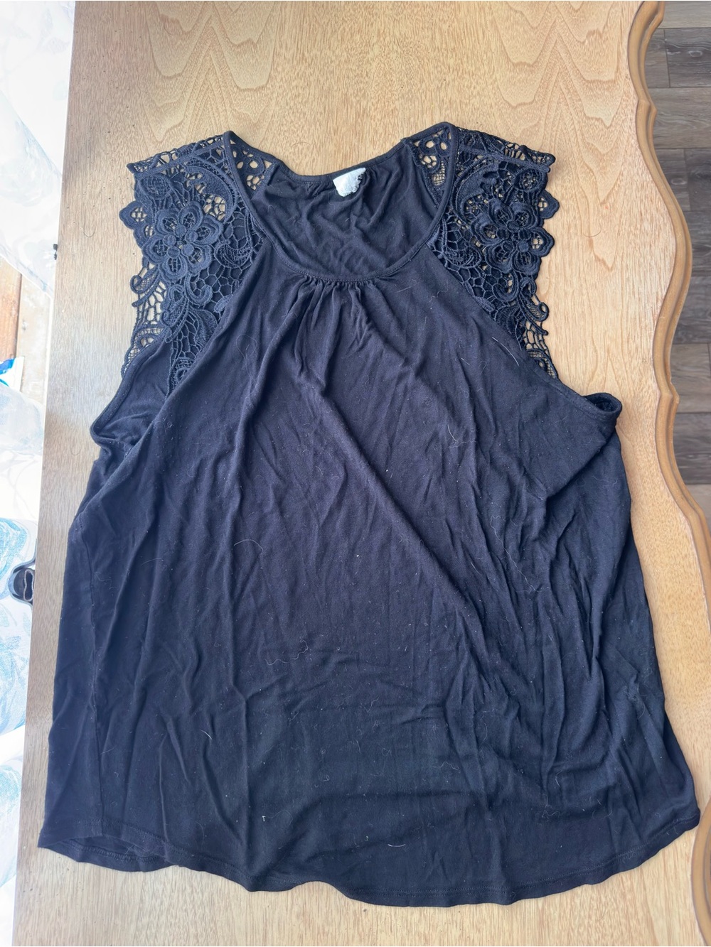 Women's Black Lace Sleeve Tank Top